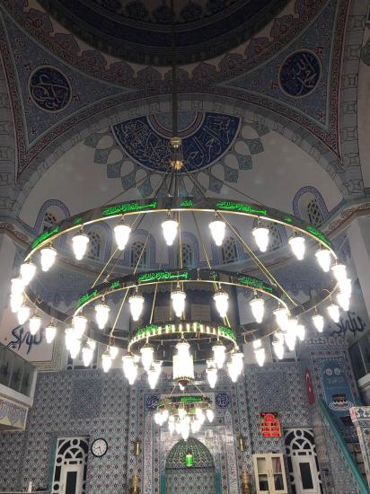 Ledli Yeşil Ayetli Cami Avizesi 3 Halkalı